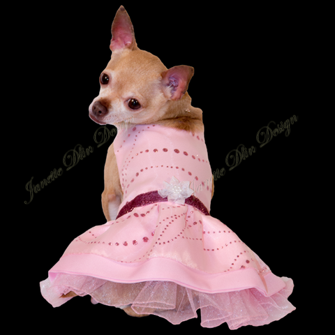 Ariel's Sparkling Pink Dress - Janette Dlin Design - Dog Dress