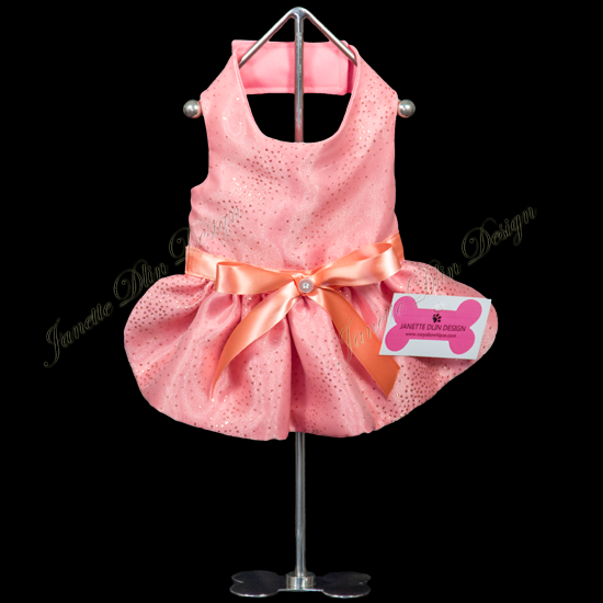 Glittering Coral Dress - Janette Dlin Design - Dog Dress