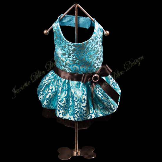 Shimmering Turquoise Party Dress  - Janette Dlin Design - Dog Dress