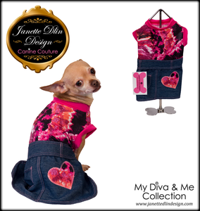 Angel Heart Denim Dress - Janette Dlin Design - Dog Dress