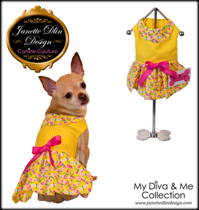 Yellow Dragonfly Dress  - Janette Dlin Design - Dog Dress